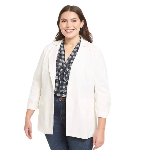 Lane Bryant Perfect Drape Blazer Egret White Stretch Knit Classic Size 20 NWT’s - Picture 2 of 13